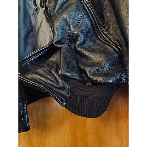 Pelle Pelle Marc Buchanan 90s Y2K Black Lthr Signature Emboss Coat Jacket sz 48 - Picture 9 of 16